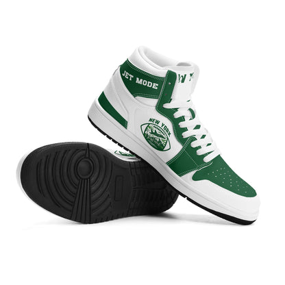 New York football-inspired high top sneakers in white with all-over city graphic printed upper
