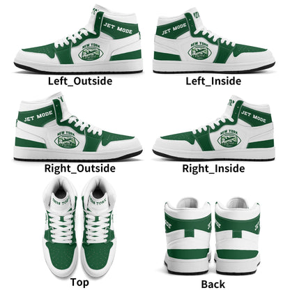 New York football-inspired high top sneakers in white with all-over city graphic printed upper