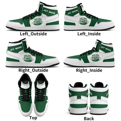 New York football-inspired high top sneakers in white with all-over city graphic printed upper