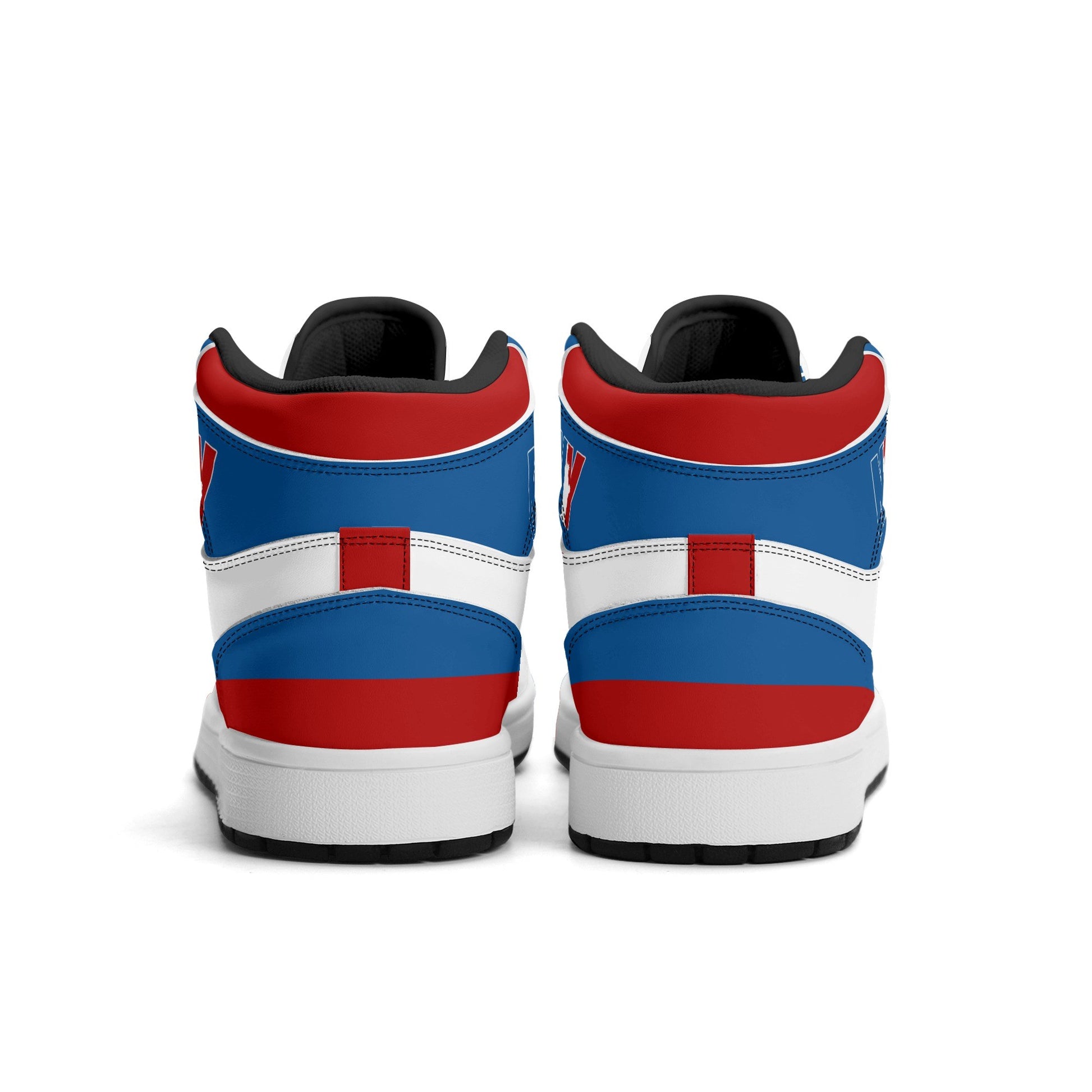 New York football-inspired high top sneakers in classic city colors with all-over graphic printed upper