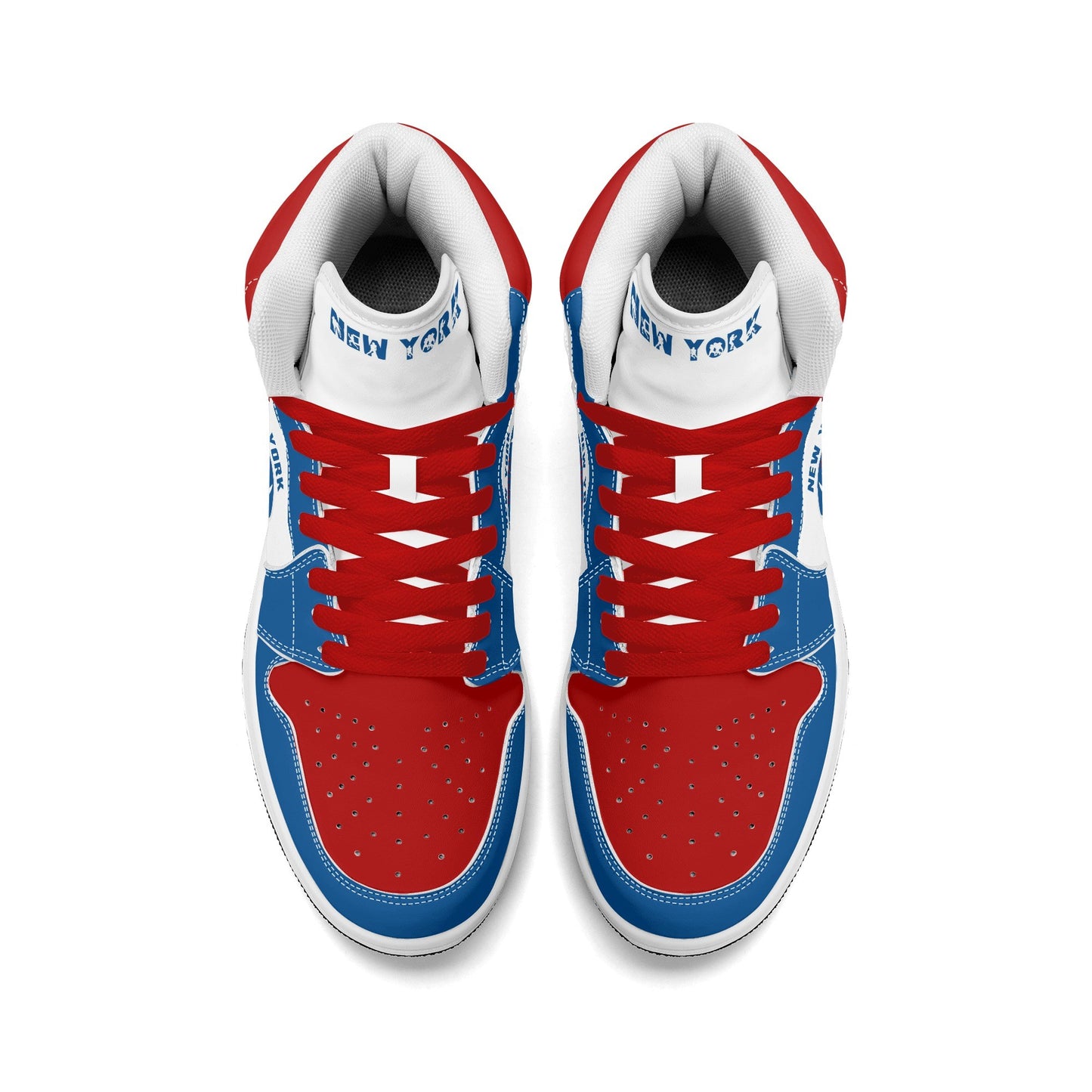 New York football-inspired high top sneakers in classic city colors with all-over graphic printed upper