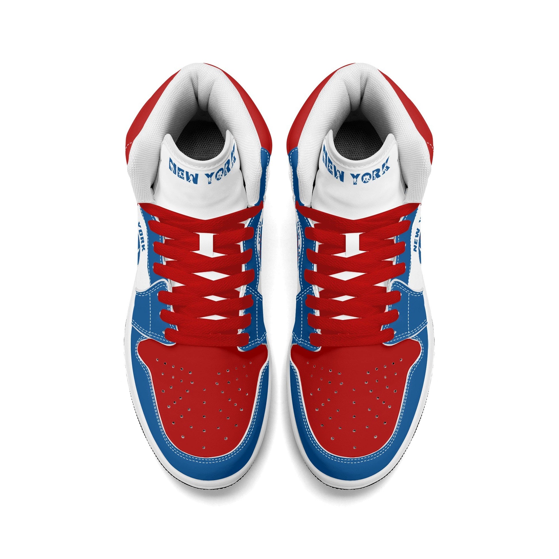 New York football-inspired high top sneakers in classic city colors with all-over graphic printed upper