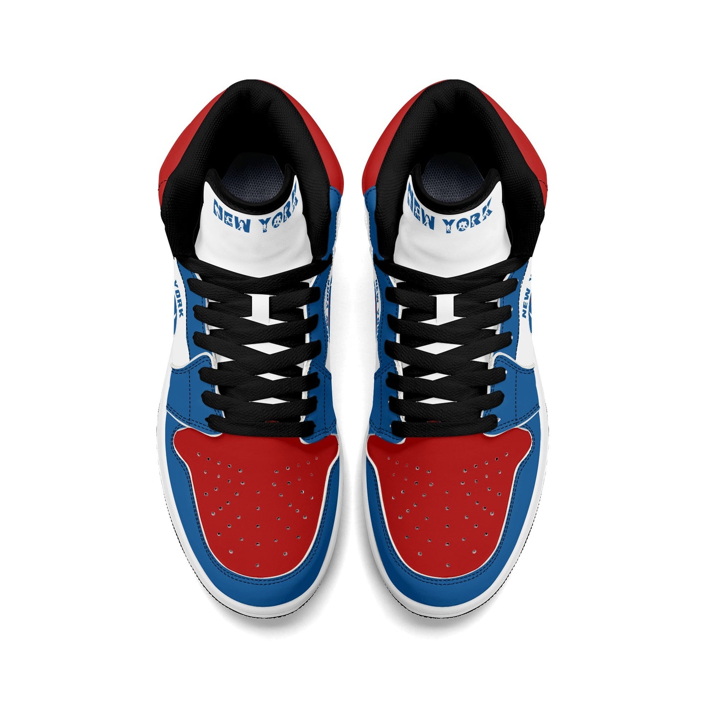 New York football-inspired high top sneakers in classic city colors with all-over graphic printed upper