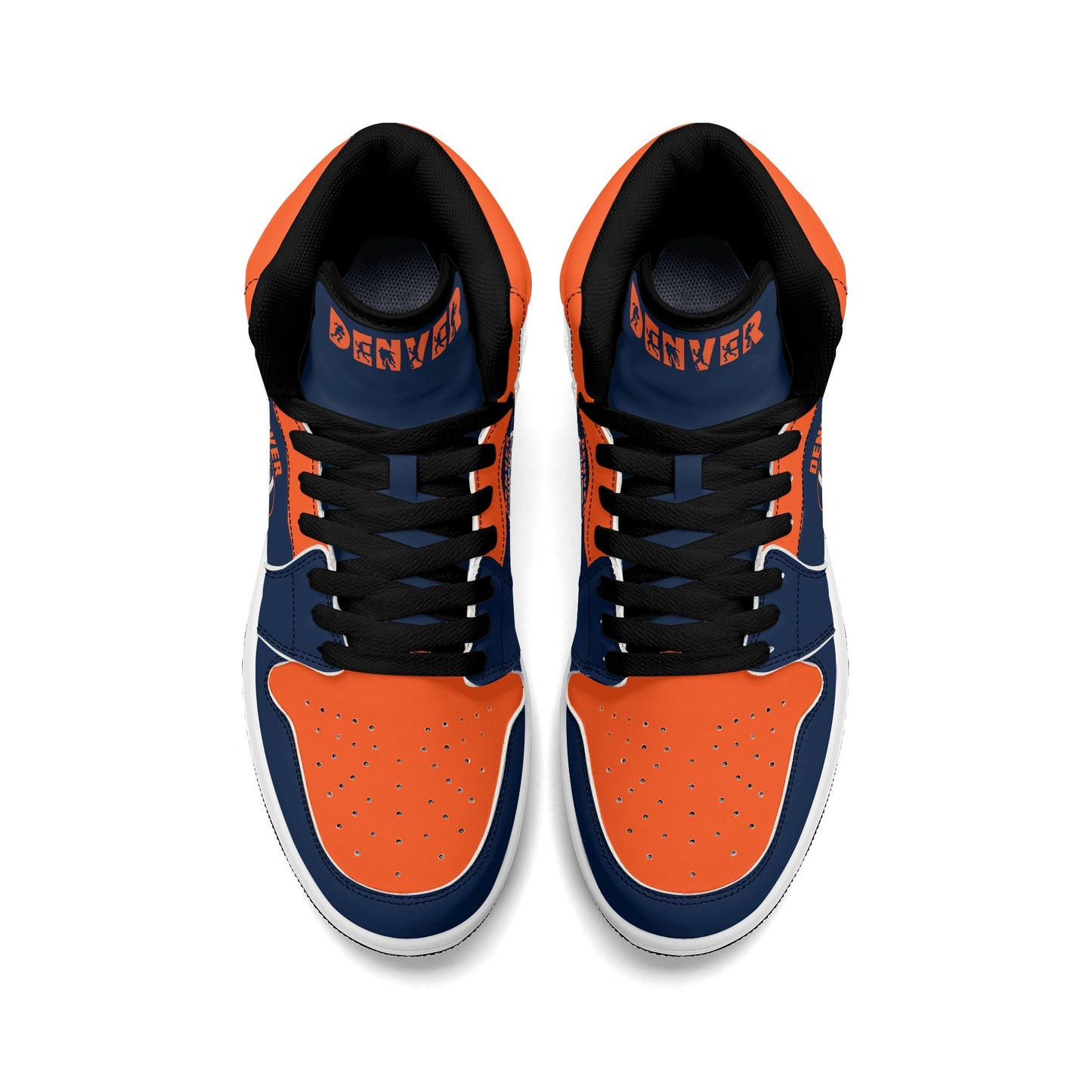 Denver football-inspired high top sneakers with all-over city graphic printed upper