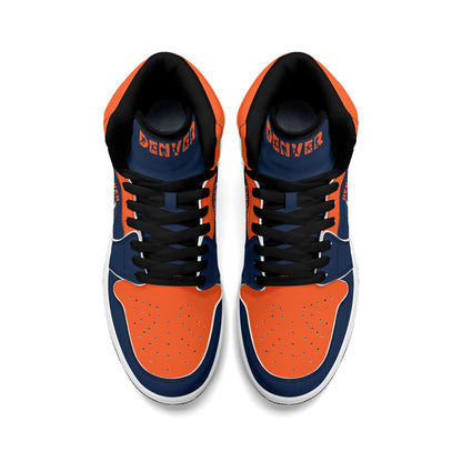 Denver football-inspired high top sneakers with all-over city graphic printed upper