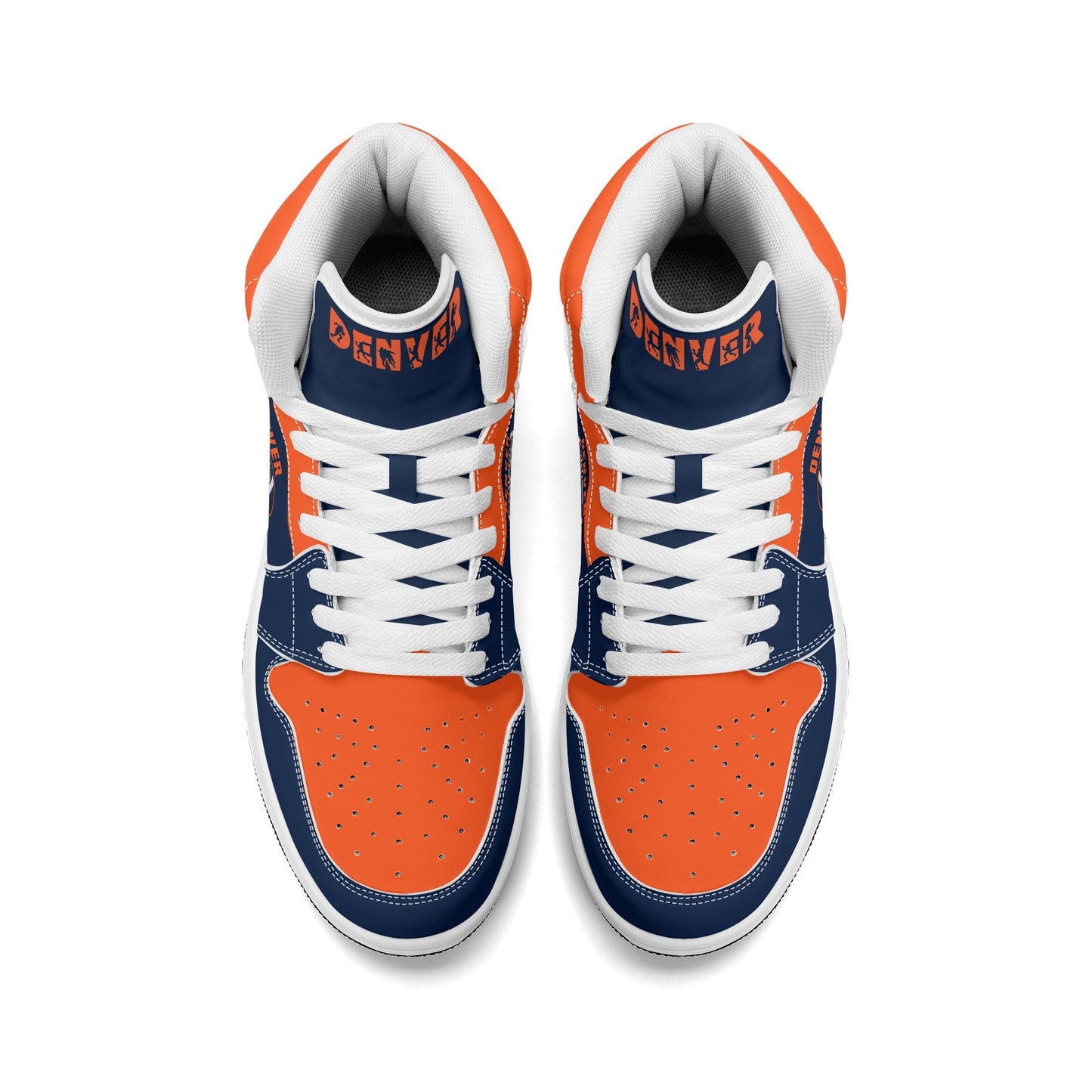Denver football-inspired high top sneakers with all-over city graphic printed upper