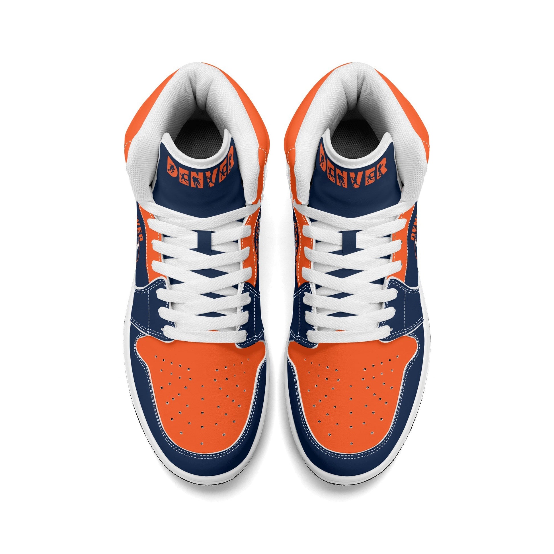 Denver football-inspired high top sneakers with all-over city graphic printed upper