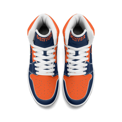 Denver football-inspired high top sneakers with all-over city graphic printed upper