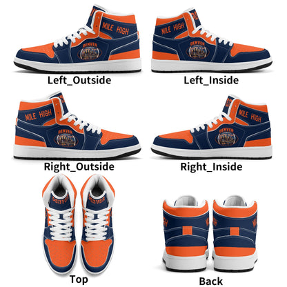 Denver football-inspired high top sneakers with all-over city graphic printed upper