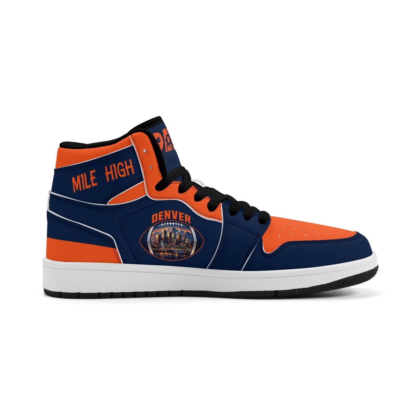 Denver football-inspired high top sneakers with all-over city graphic printed upper