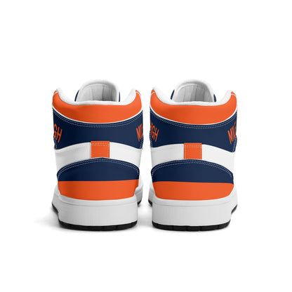 Denver football-inspired high top sneakers in white with all-over city graphic printed upper