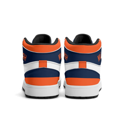 Denver football-inspired high top sneakers in white with all-over city graphic printed upper
