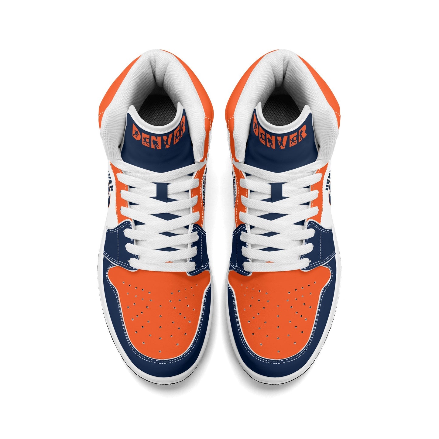 Denver football-inspired high top sneakers in white with all-over city graphic printed upper