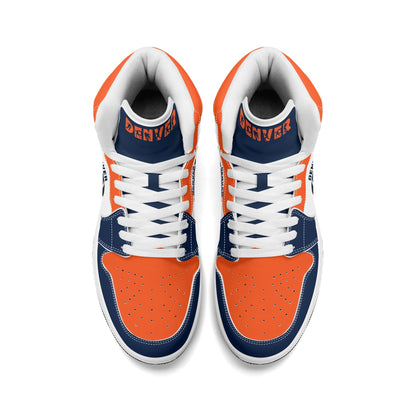Denver football-inspired high top sneakers in white with all-over city graphic printed upper