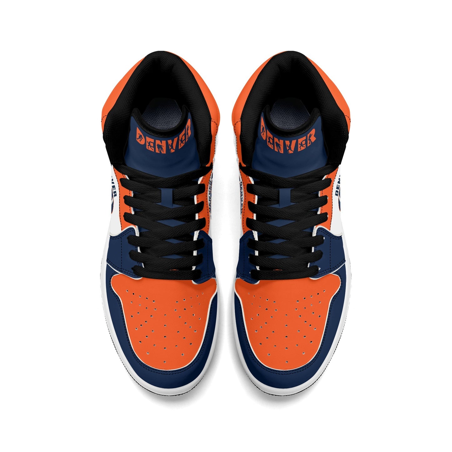 Denver football-inspired high top sneakers in white with all-over city graphic printed upper