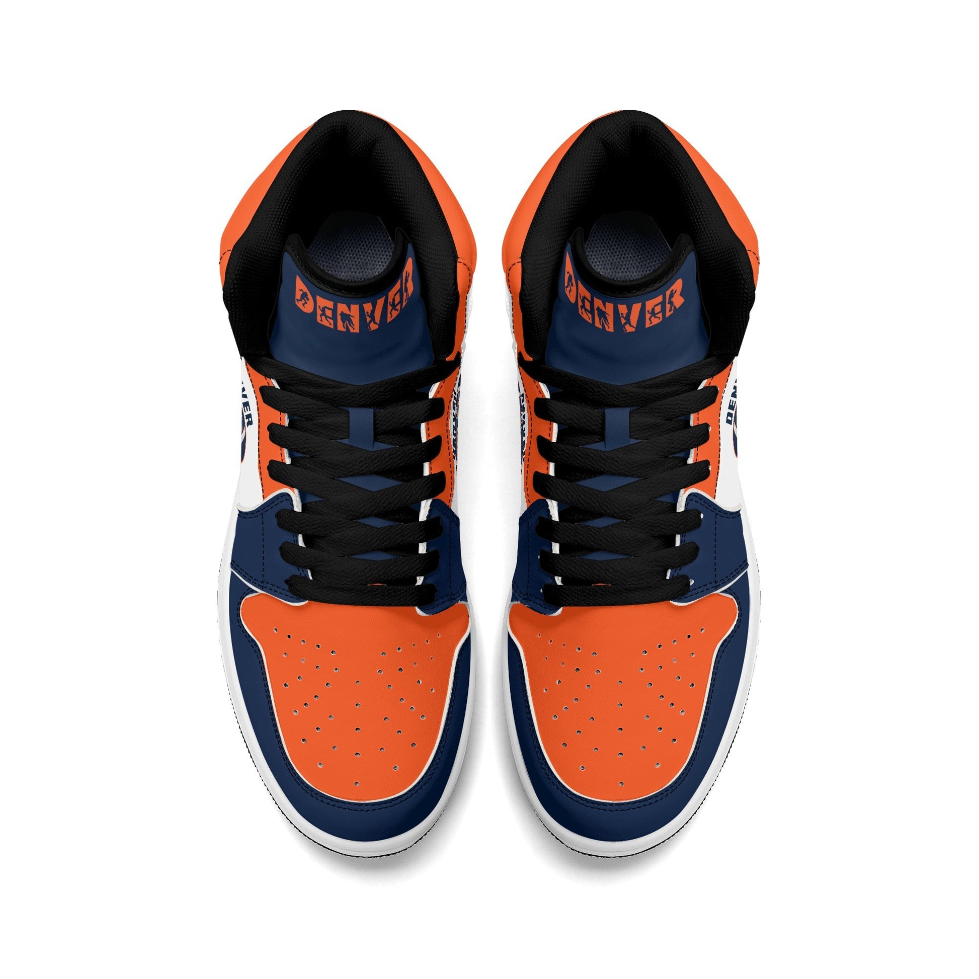 Denver football-inspired high top sneakers in white with all-over city graphic printed upper