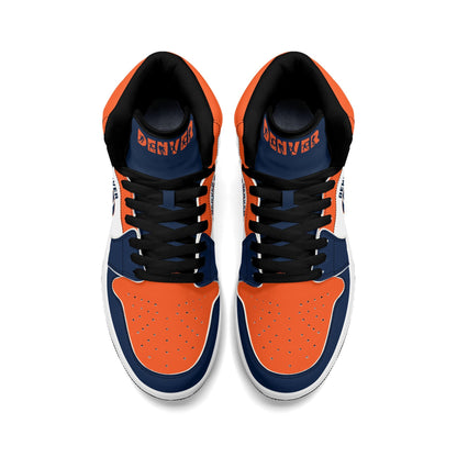 Denver football-inspired high top sneakers in white with all-over city graphic printed upper