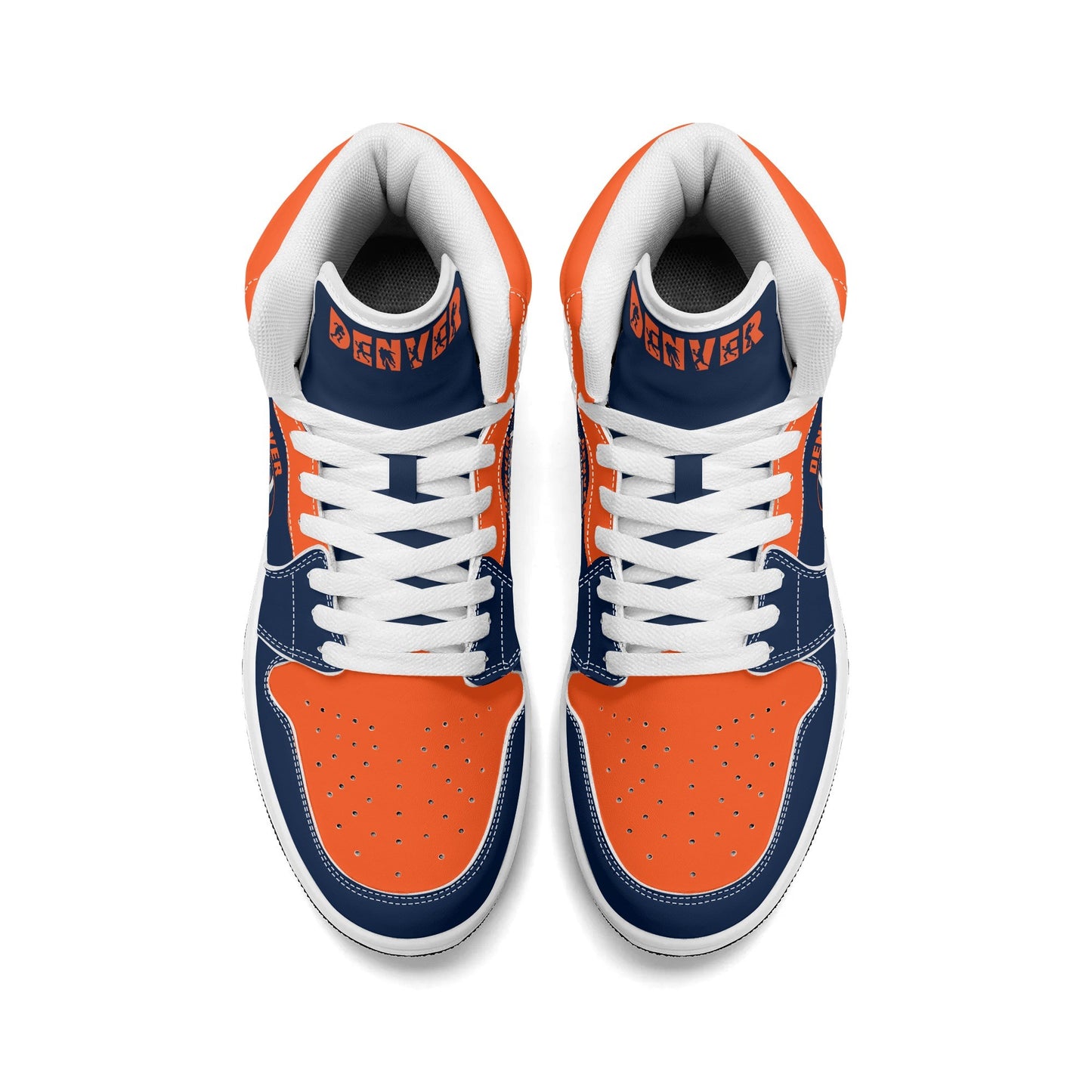 Denver football-inspired high top sneakers with all-over city graphic printed upper