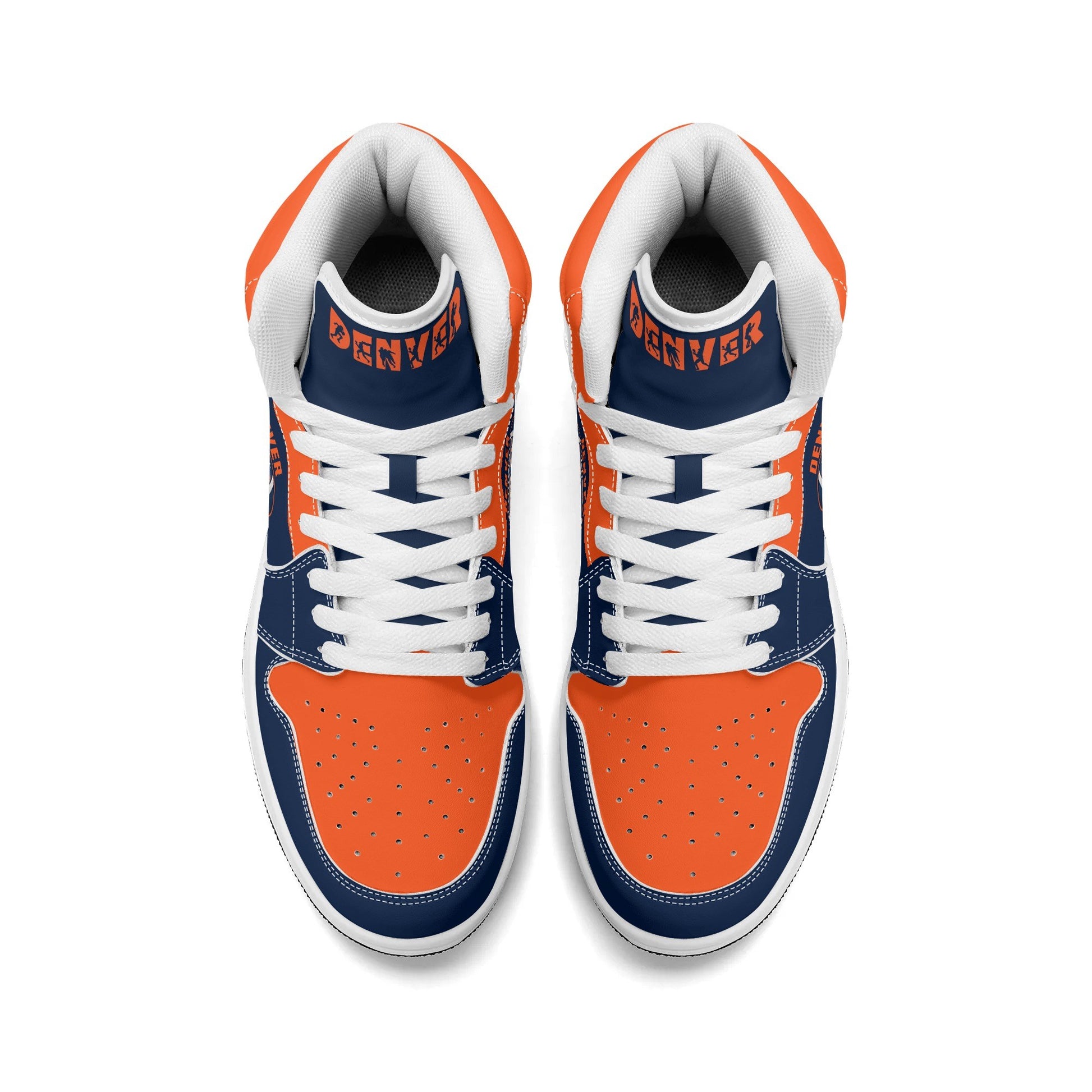 Denver football-inspired high top sneakers with all-over city graphic printed upper