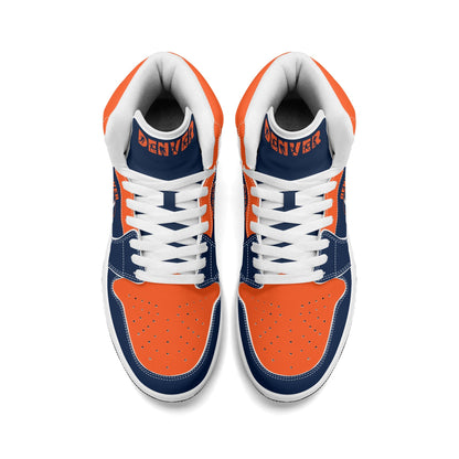 Denver football-inspired high top sneakers with all-over city graphic printed upper