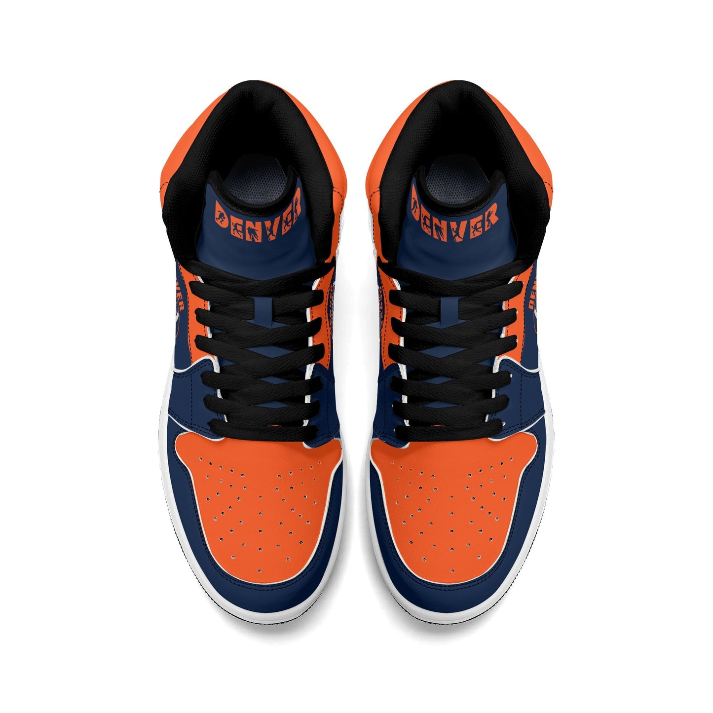 Denver football-inspired high top sneakers with all-over city graphic printed upper
