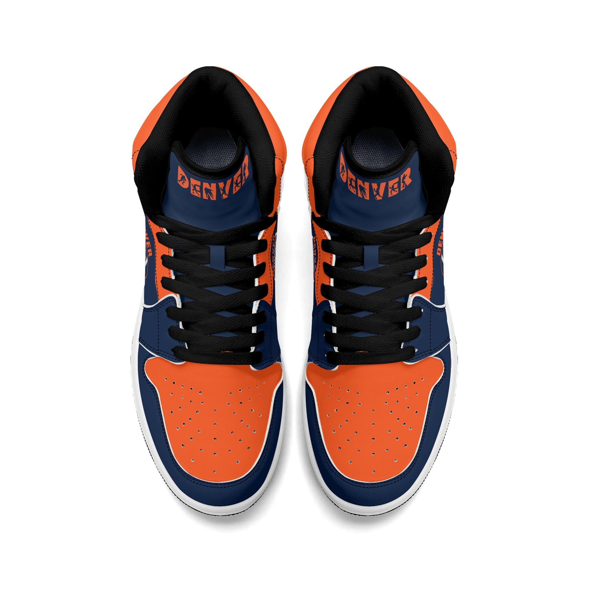 Denver football-inspired high top sneakers with all-over city graphic printed upper