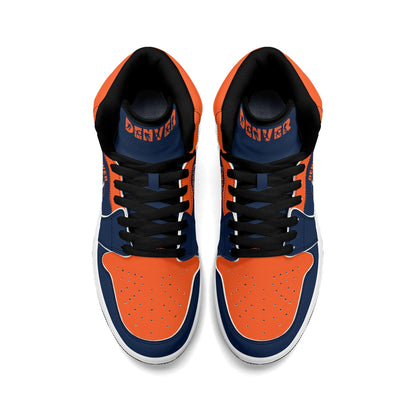 Denver football-inspired high top sneakers with all-over city graphic printed upper