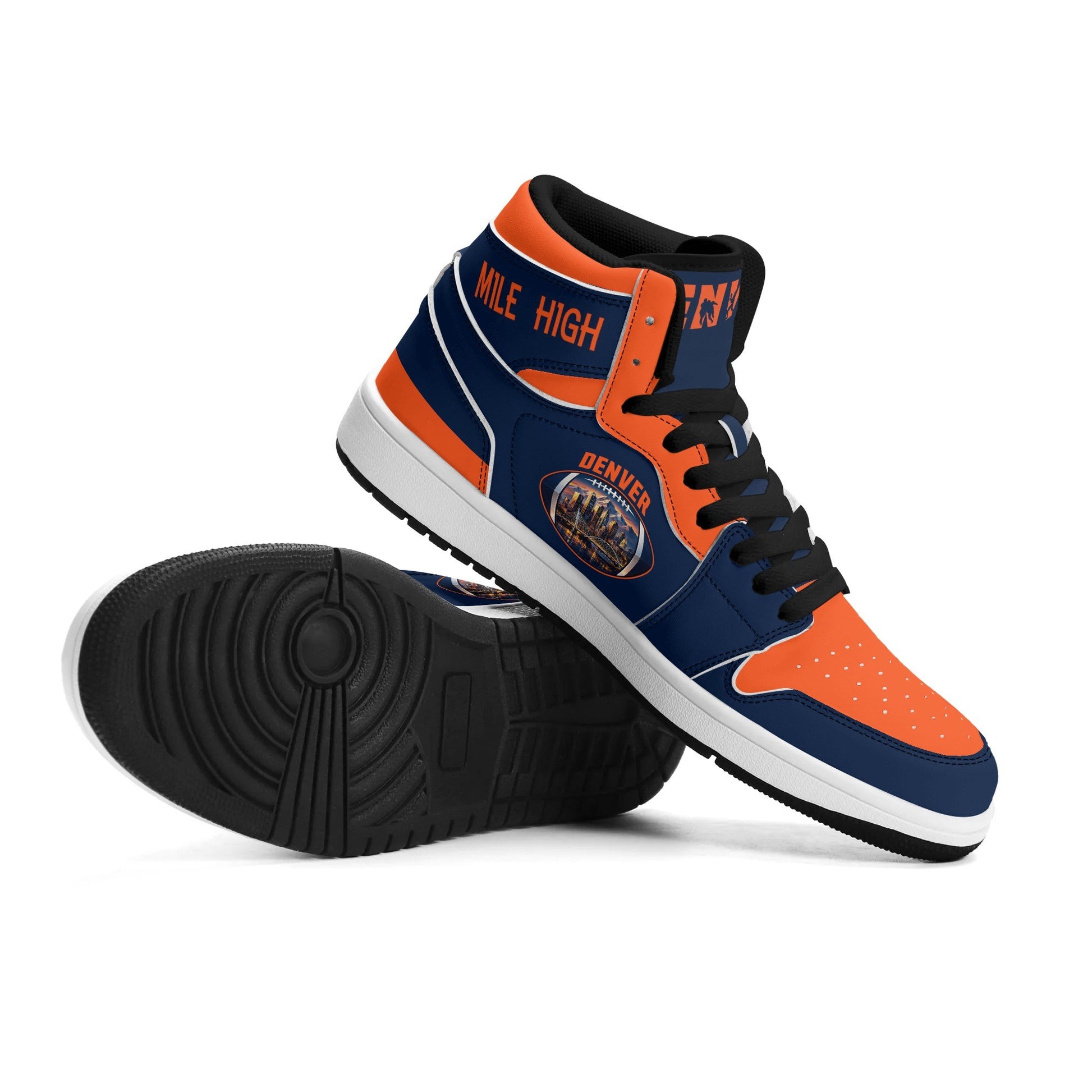 Denver football-inspired high top sneakers with all-over city graphic printed upper