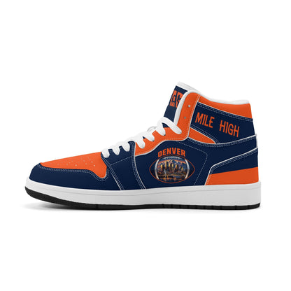 Denver football-inspired high top sneakers with all-over city graphic printed upper