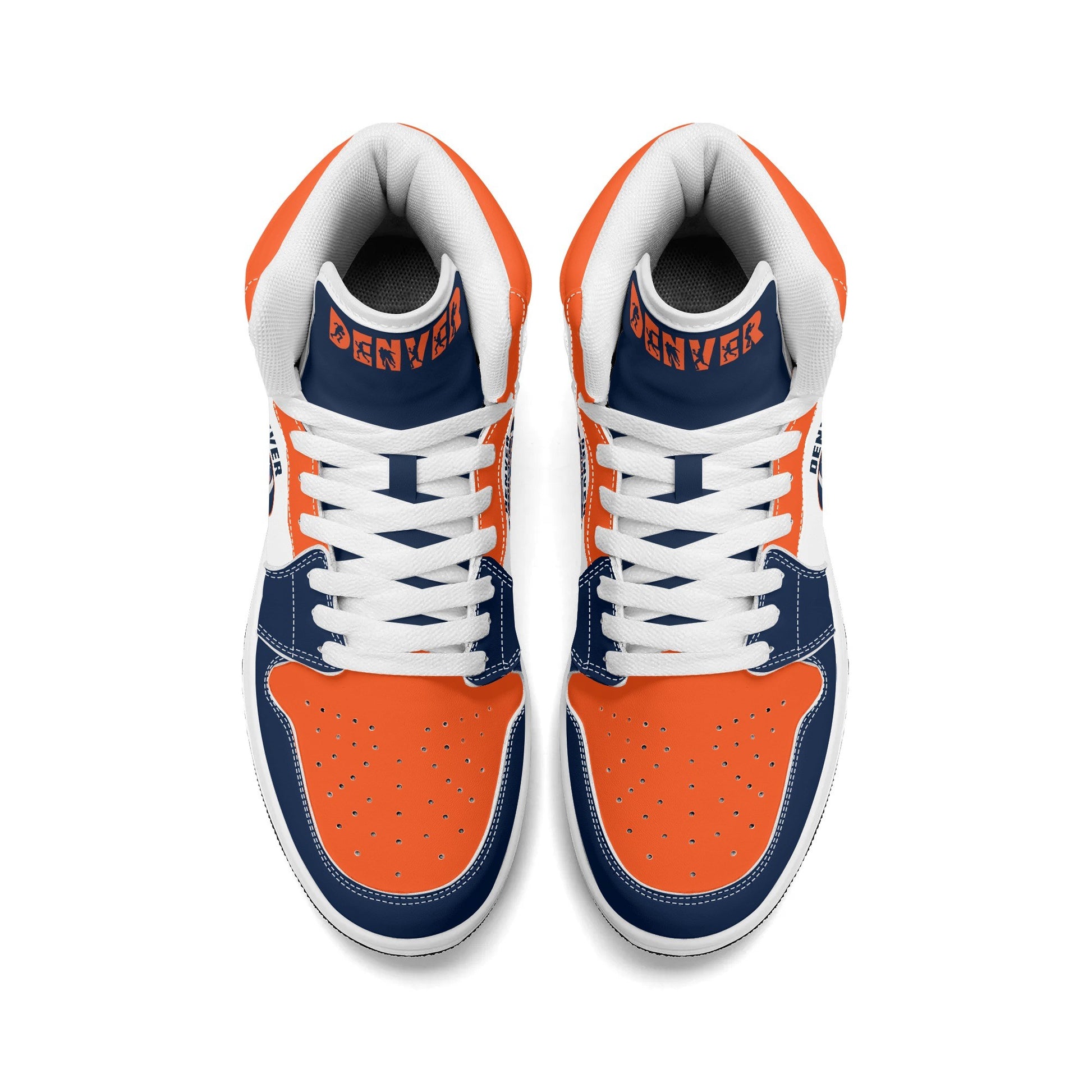 Denver football-inspired high top sneakers in white with all-over city graphic printed upper