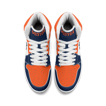 Denver football-inspired high top sneakers in white with all-over city graphic printed upper