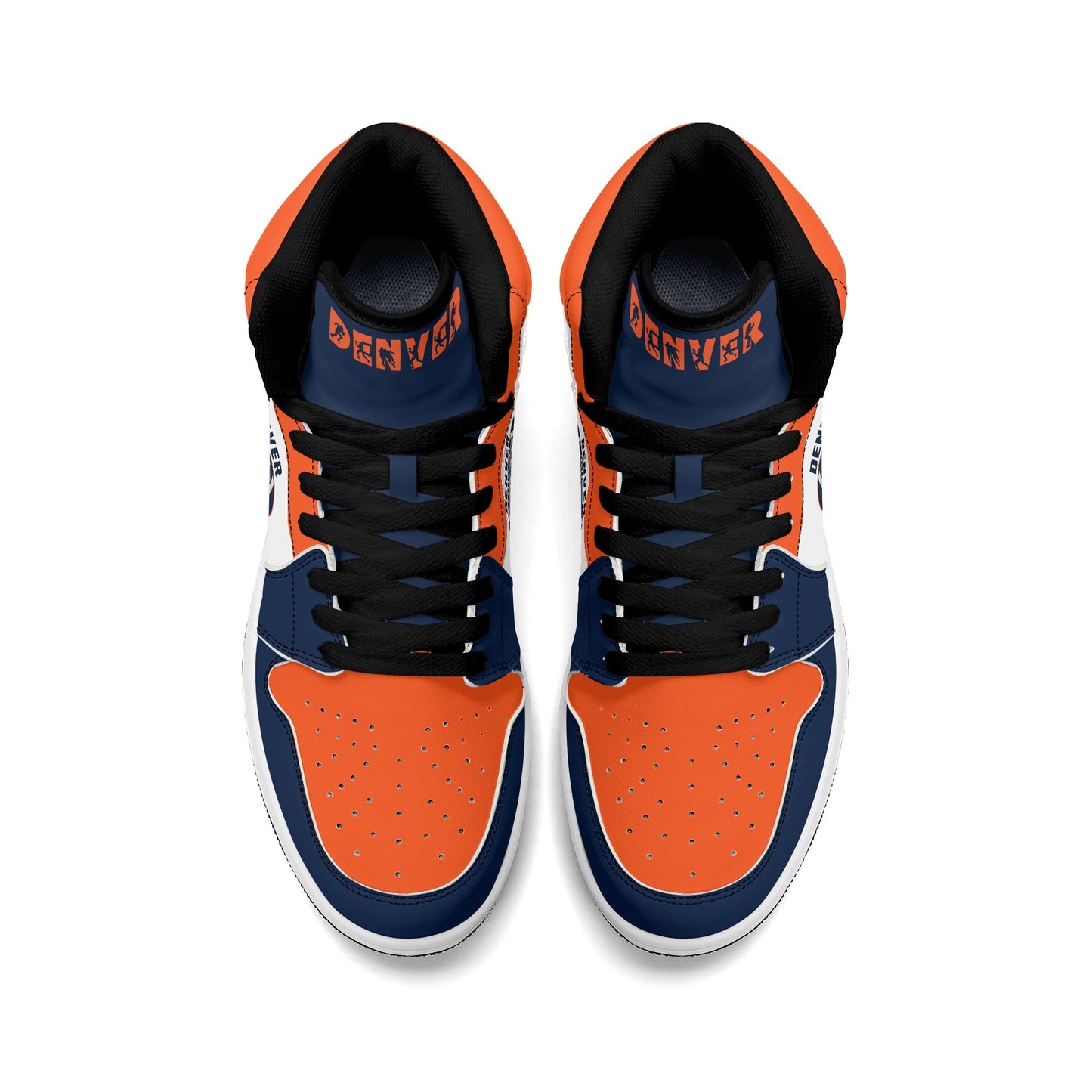 Denver football-inspired high top sneakers in white with all-over city graphic printed upper