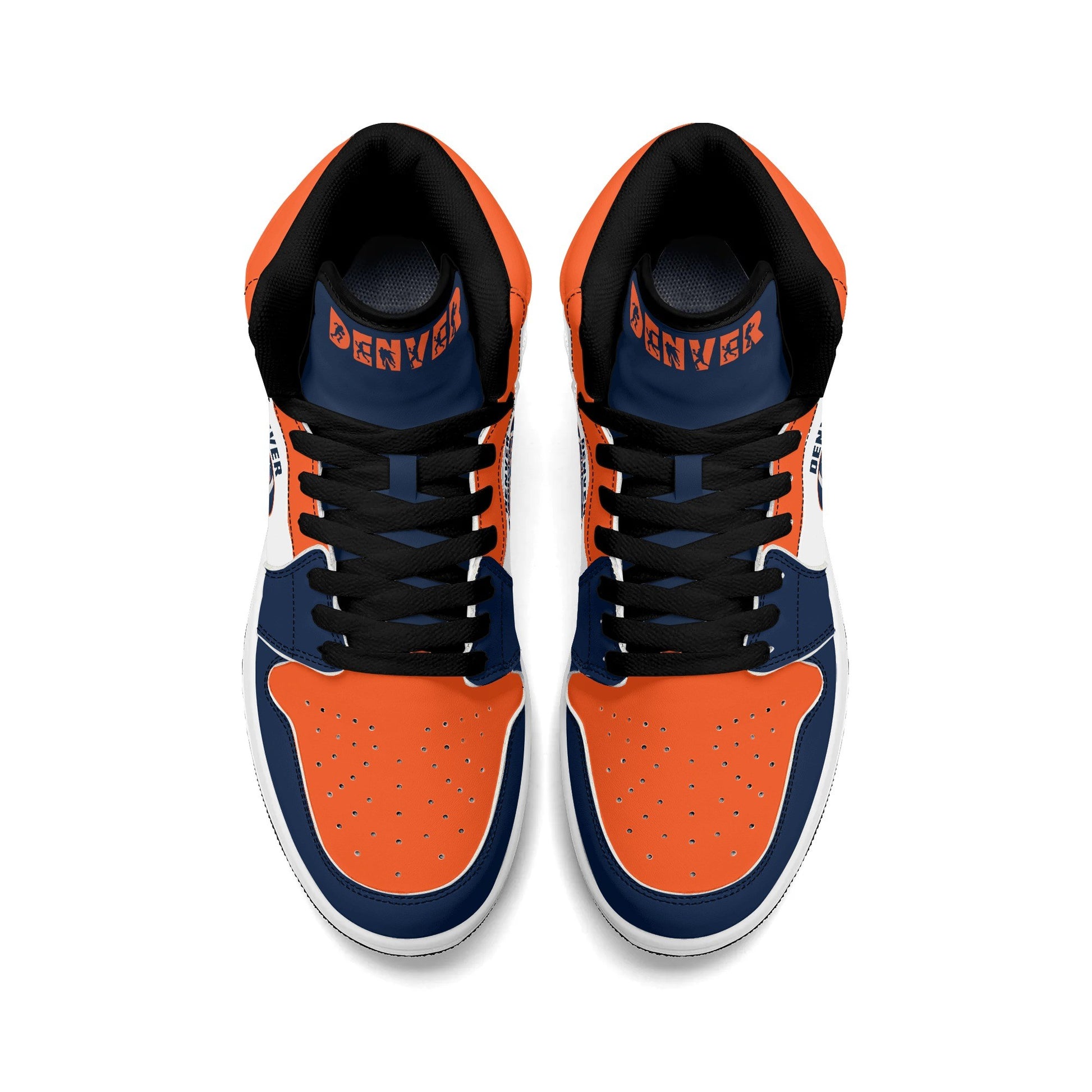 Denver football-inspired high top sneakers in white with all-over city graphic printed upper