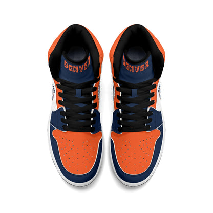 Denver football-inspired high top sneakers in white with all-over city graphic printed upper
