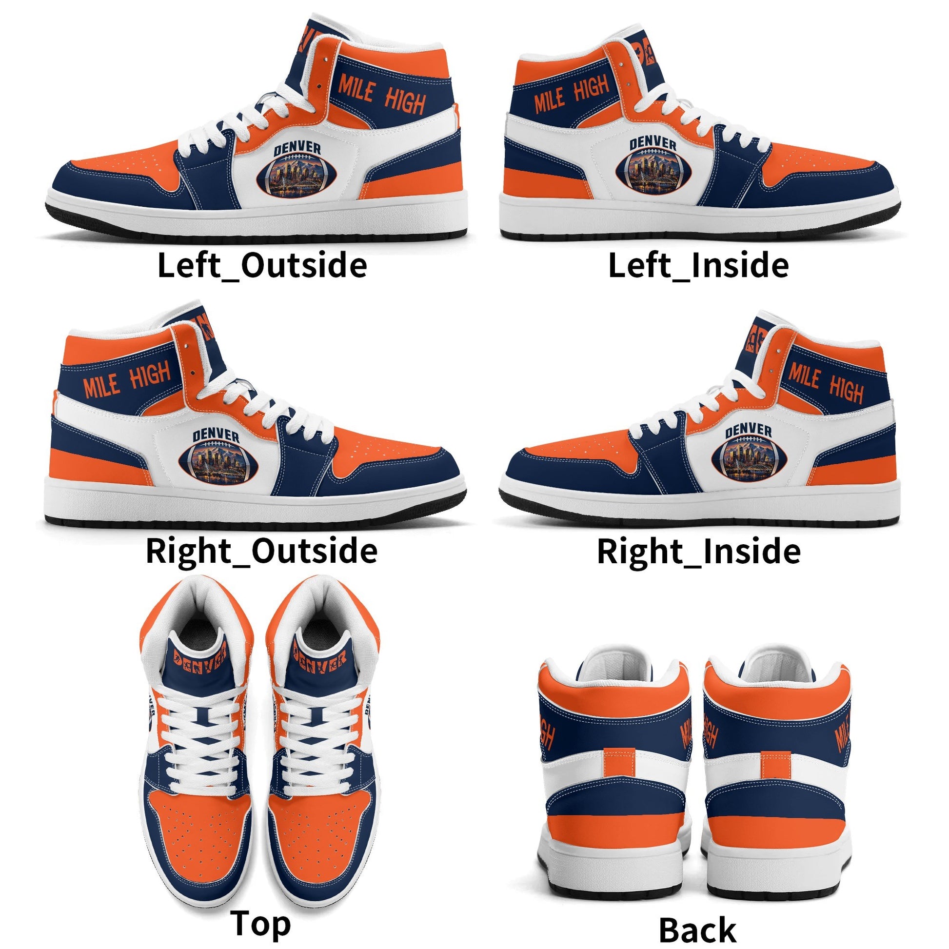 Denver football-inspired high top sneakers in white with all-over city graphic printed upper