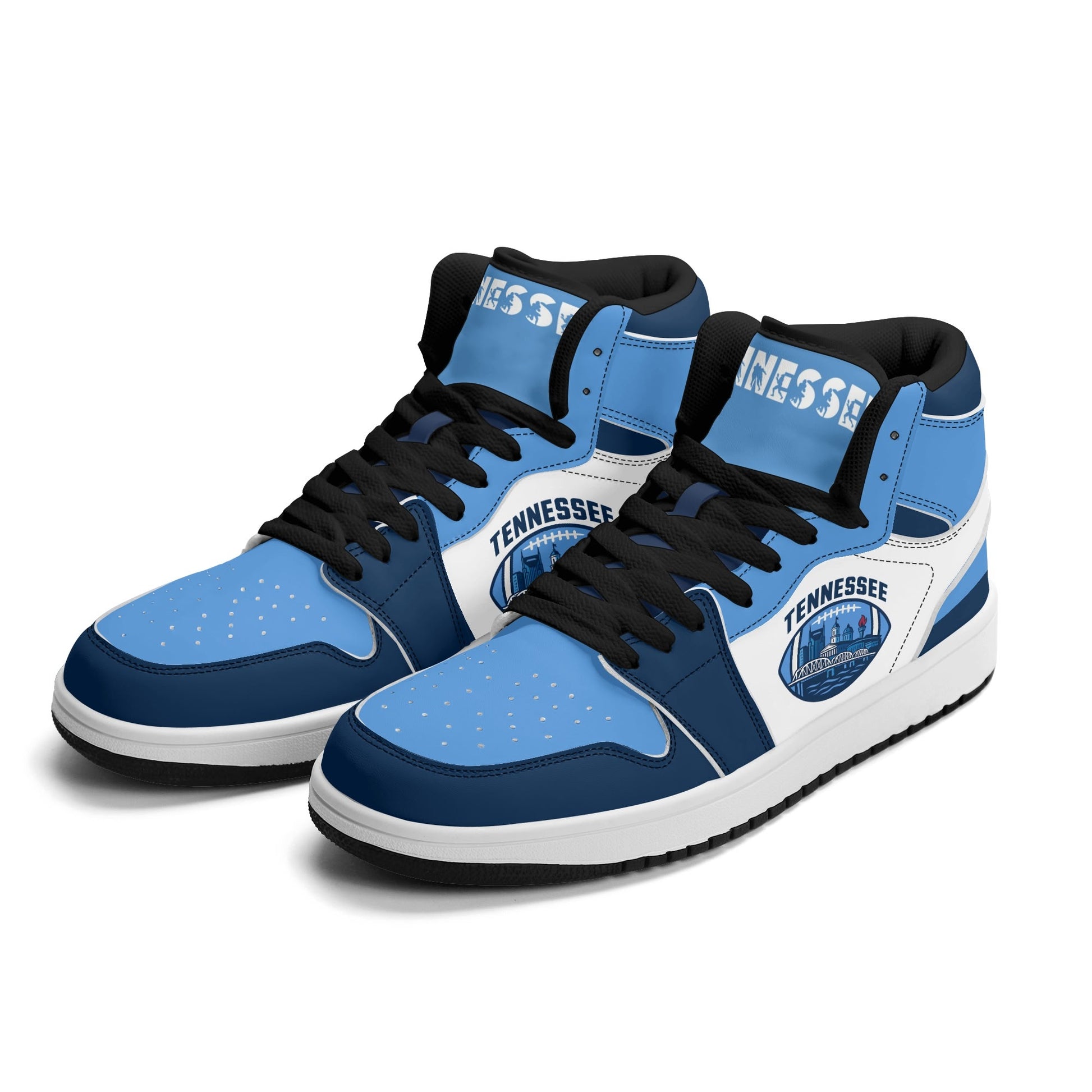 Tennessee football-inspired high top sneakers with all-over city graphic printed upper