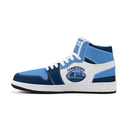 Tennessee football-inspired high top sneakers with all-over city graphic printed upper