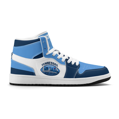 Tennessee football-inspired high top sneakers with all-over city graphic printed upper