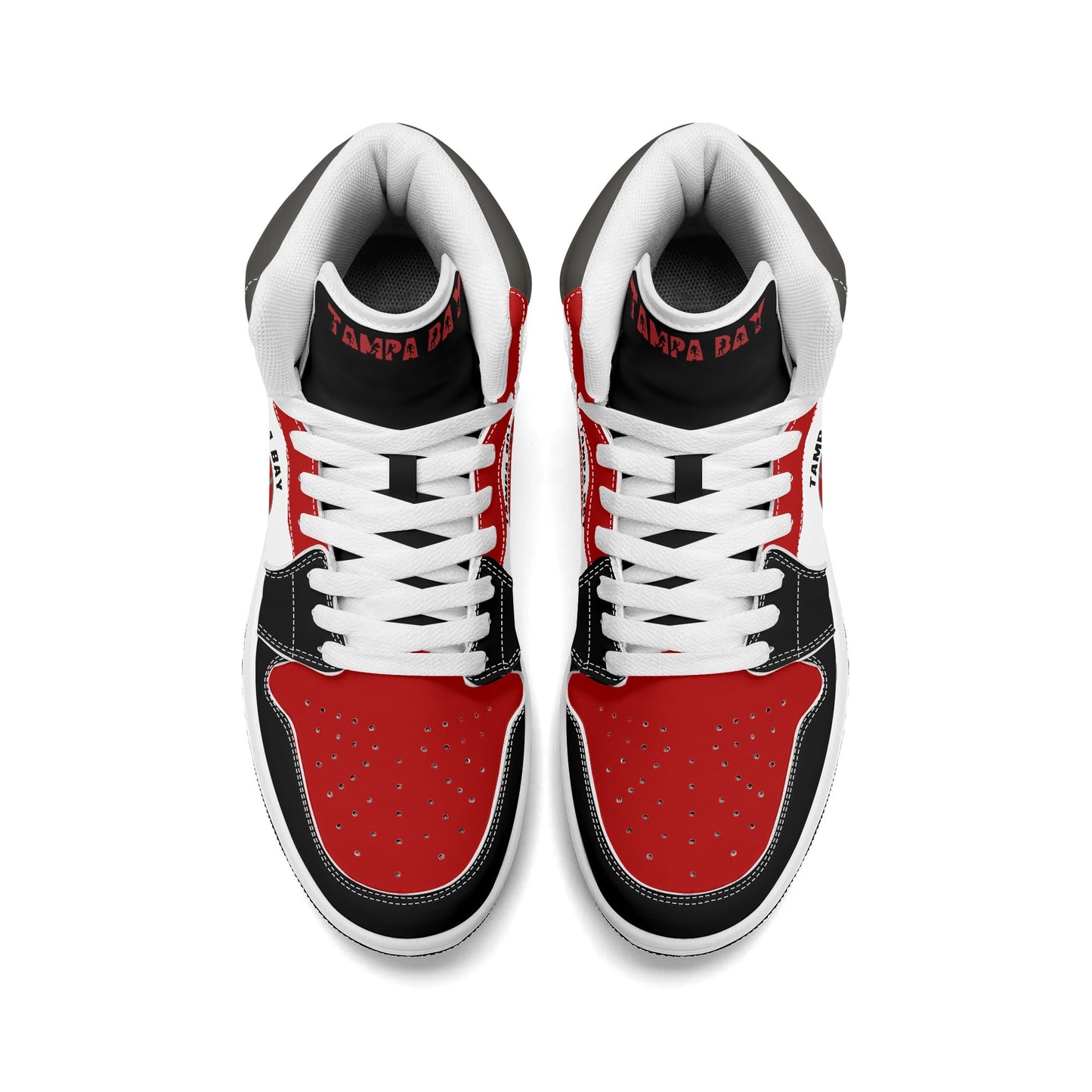 Tampa Bay football-inspired high top sneakers in white with all-over city graphic printed upper