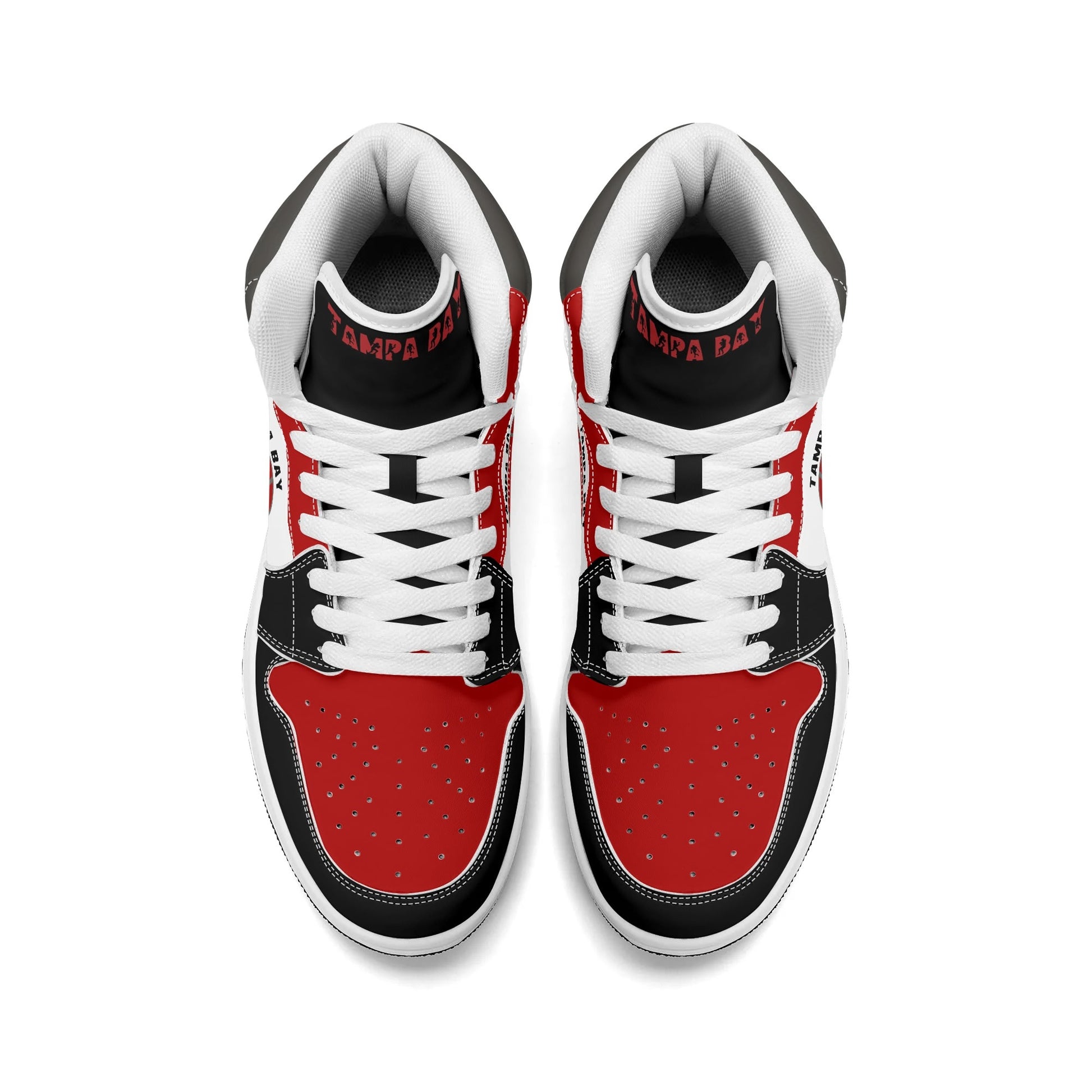Tampa Bay football-inspired high top sneakers in white with all-over city graphic printed upper