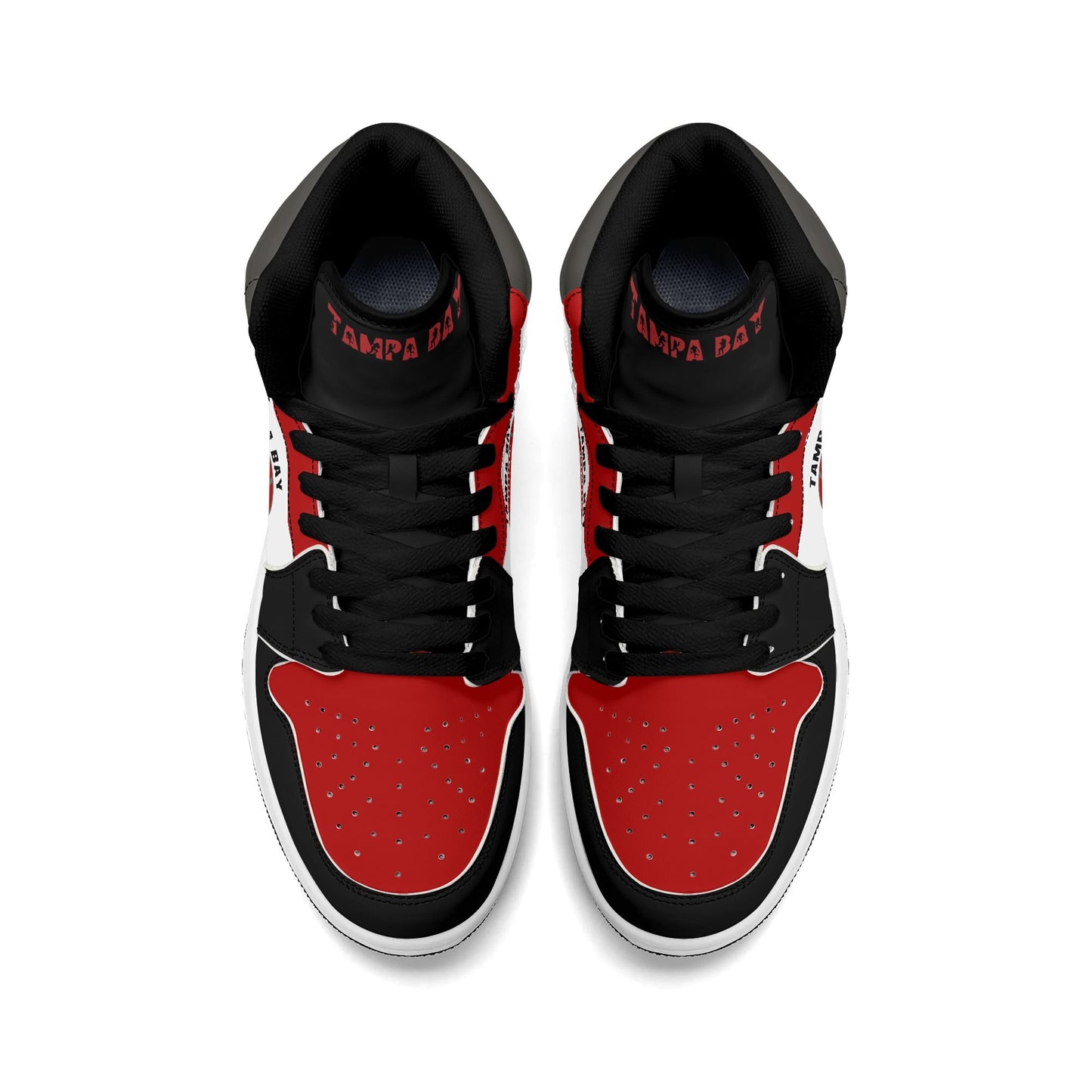 Tampa Bay football-inspired high top sneakers in white with all-over city graphic printed upper