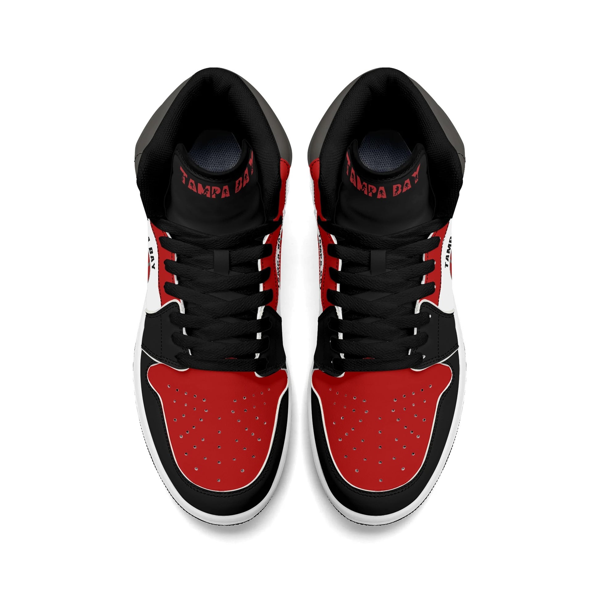 Tampa Bay football-inspired high top sneakers in white with all-over city graphic printed upper