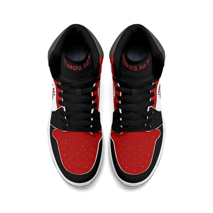 Tampa Bay football-inspired high top sneakers in white with all-over city graphic printed upper