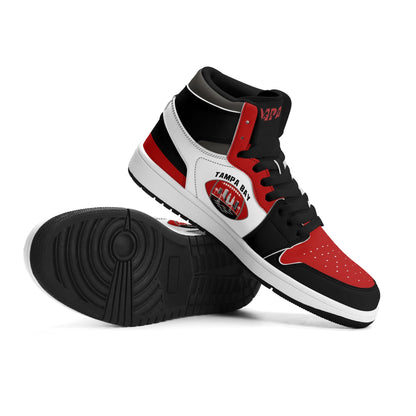 Tampa Bay football-inspired high top sneakers in white with all-over city graphic printed upper