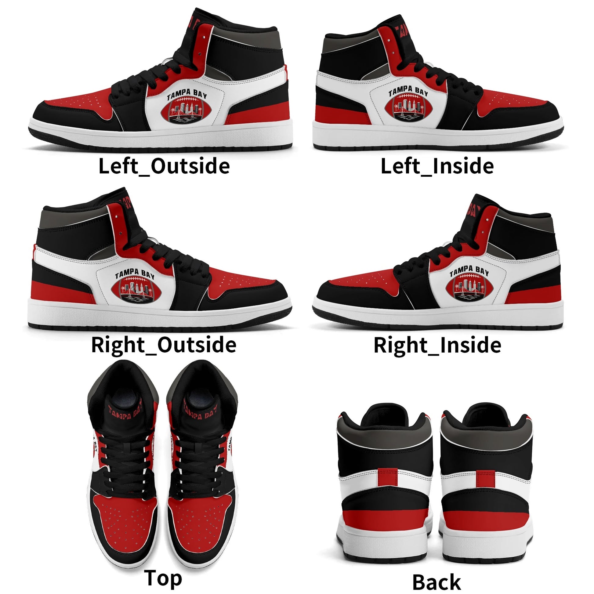 Tampa Bay football-inspired high top sneakers in white with all-over city graphic printed upper