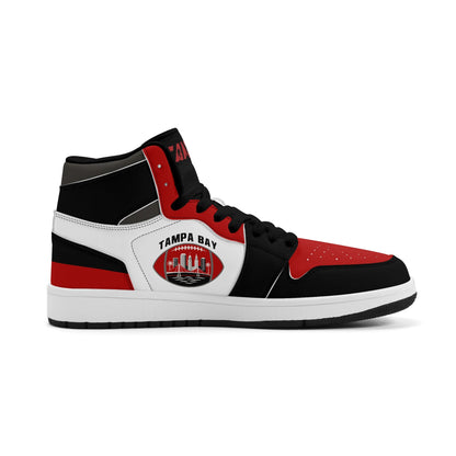 Tampa Bay football-inspired high top sneakers in white with all-over city graphic printed upper