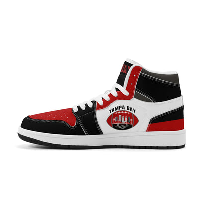 Tampa Bay football-inspired high top sneakers in white with all-over city graphic printed upper