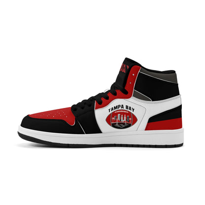 Tampa Bay football-inspired high top sneakers in white with all-over city graphic printed upper