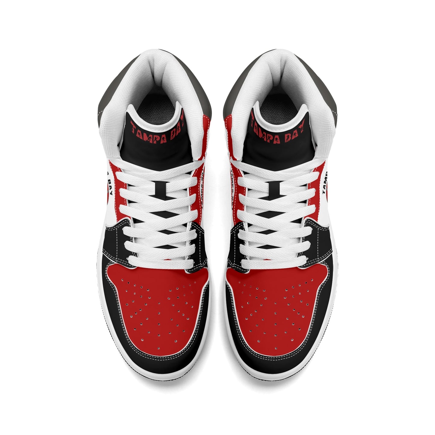 Tampa Bay football-inspired high top sneakers in white with all-over city graphic printed upper
