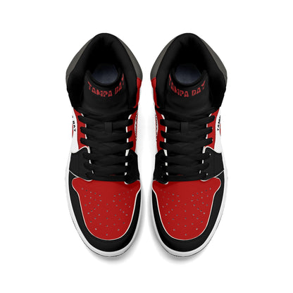 Tampa Bay football-inspired high top sneakers in white with all-over city graphic printed upper